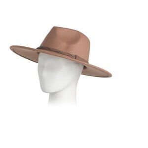 SAN DIEGO HAT Brown Faux Felt Fedora With Braided Trim